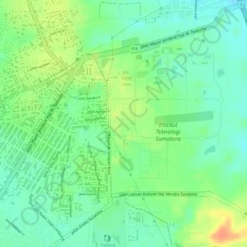 Kebun Raya ITERA topographic map, elevation, terrain