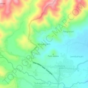 Mekargalih topographic map, elevation, terrain