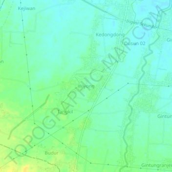 Wiyong topographic map, elevation, terrain