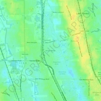 Skokie Manor topographic map, elevation, terrain
