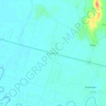 Mayahan topographic map, elevation, terrain