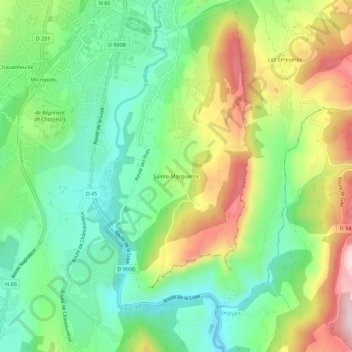 Sainte-Marguerite topographic map, elevation, terrain