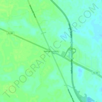 Yeehaw Junction topographic map, elevation, terrain
