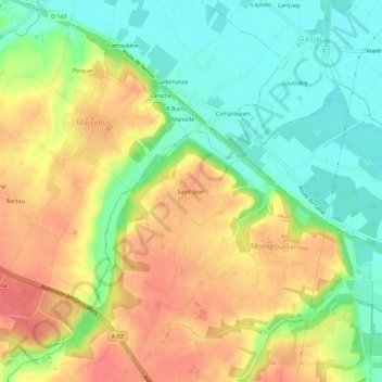 Saint-Jean topographic map, elevation, terrain