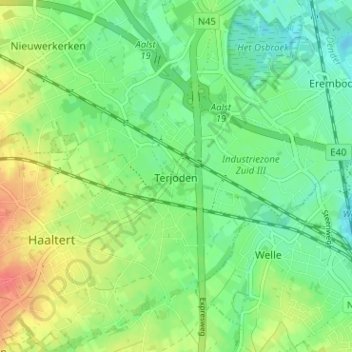 Terjoden topographic map, elevation, terrain