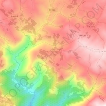 Paradela de Guiães topographic map, elevation, terrain