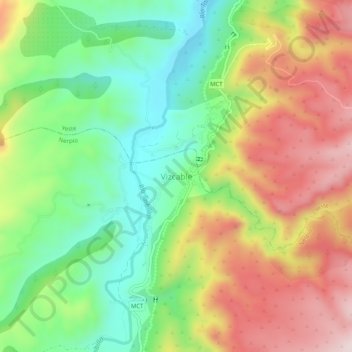 Vizcable topographic map, elevation, terrain