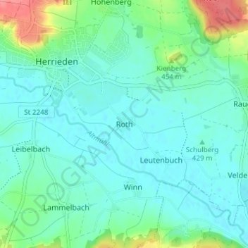 Roth topographic map, elevation, terrain