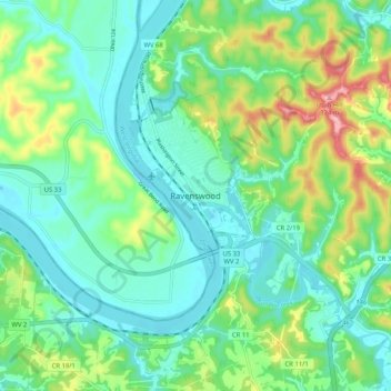 Ravenswood topographic map, elevation, terrain