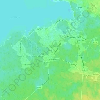 Basile topographic map, elevation, terrain