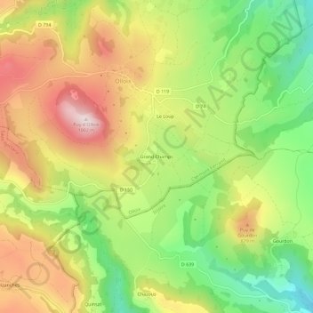 Grand Champs topographic map, elevation, terrain