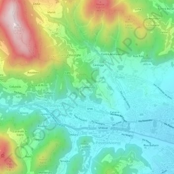 Casalena topographic map, elevation, terrain