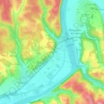 Grave-Haute topographic map, elevation, terrain