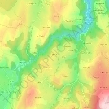 Murat topographic map, elevation, terrain
