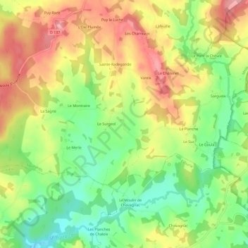 Le Burg topographic map, elevation, terrain