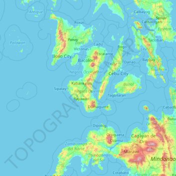 Negros Oriental topographic map, elevation, terrain