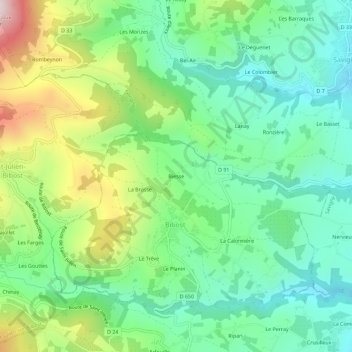 Biesse topographic map, elevation, terrain
