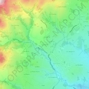 Les-Carriasses topographic map, elevation, terrain