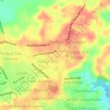 Mata do Café topographic map, elevation, terrain