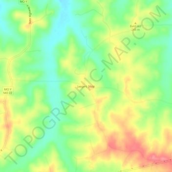 Jaegers Shop topographic map, elevation, terrain