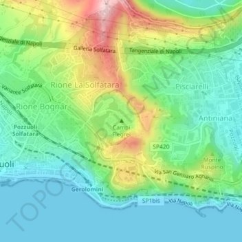 Campi Flegrei topographic map, elevation, terrain