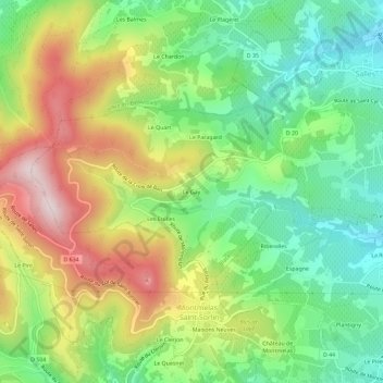 Le Gay topographic map, elevation, terrain