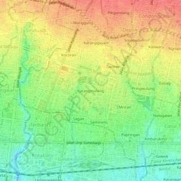 Karangmalang topographic map, elevation, terrain