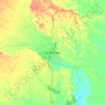 La Hormiga topographic map, elevation, terrain