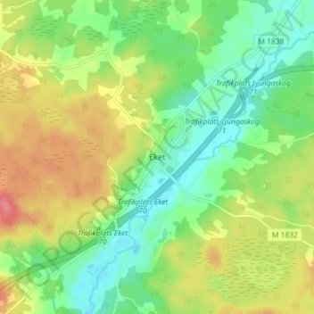 Eket topographic map, elevation, terrain