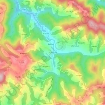 La Casa'l Ríu topographic map, elevation, terrain