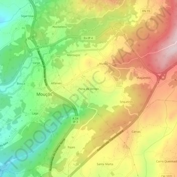 Pena de Amigo topographic map, elevation, terrain