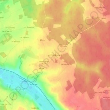 Les Petits Brossards topographic map, elevation, terrain