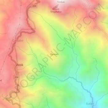 Oyusan topographic map, elevation, terrain