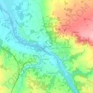 Le Moulin Neuf topographic map, elevation, terrain