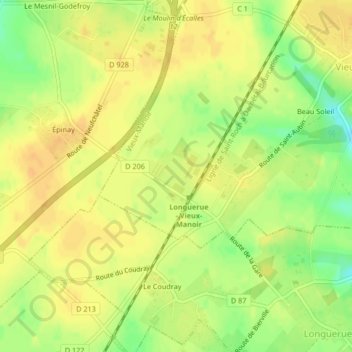 Saint-Aubin topographic map, elevation, terrain