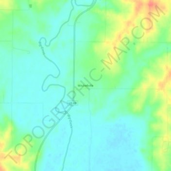 Mitchellville topographic map, elevation, terrain