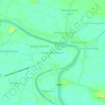 Karangbinangun topographic map, elevation, terrain