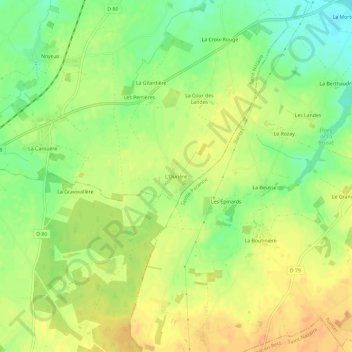 L'Ourière topographic map, elevation, terrain