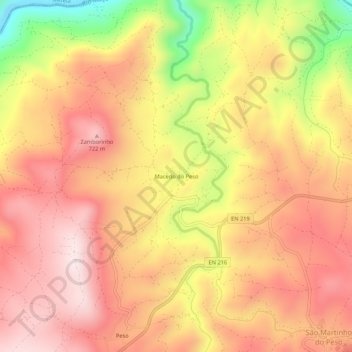 Macedo do Peso topographic map, elevation, terrain