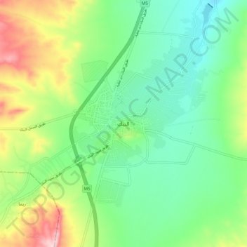 An-Nabk topographic map, elevation, terrain