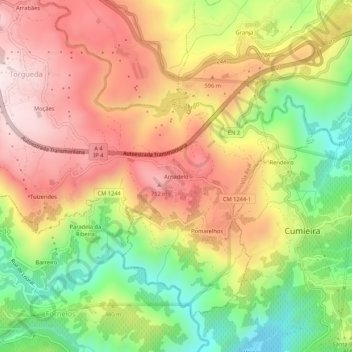 Arnadelo topographic map, elevation, terrain