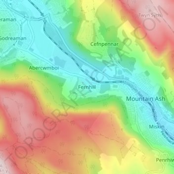 Fernhill topographic map, elevation, terrain