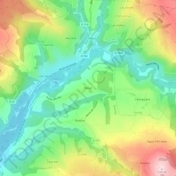Planaz topographic map, elevation, terrain