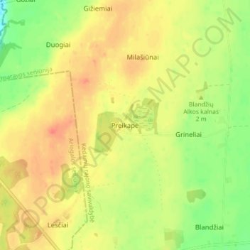 Preikapė topographic map, elevation, terrain