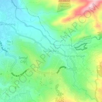 Sumur Batu topographic map, elevation, terrain