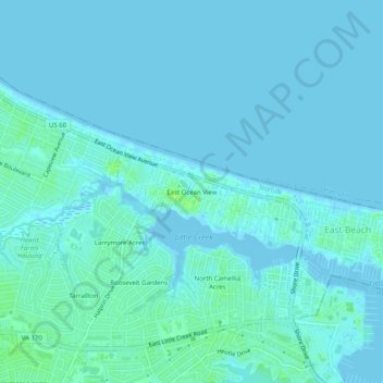 East Ocean View topographic map, elevation, terrain
