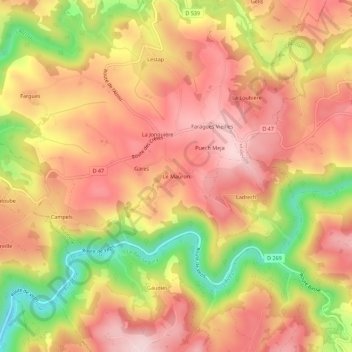 Le Mauron topographic map, elevation, terrain