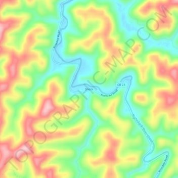 Shock topographic map, elevation, terrain