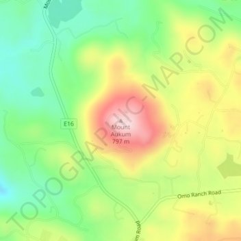 Mount Aukum topographic map, elevation, terrain