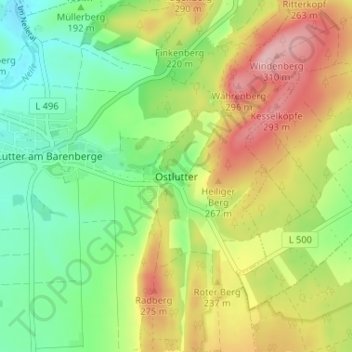 Ostlutter topographic map, elevation, terrain